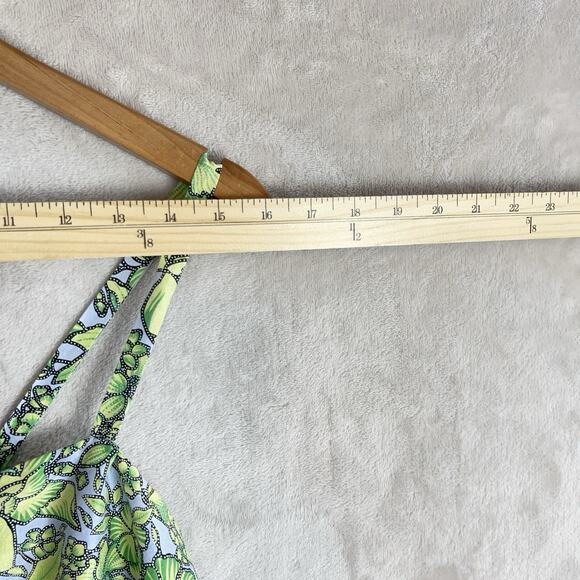 Tibi Hyland Womens Dress Size 12 Green Sheath Knee Length Sleeveless Silk Tropic - Picture 9 of 12